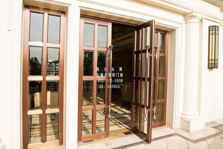 杭州拉丝玫瑰金土豪金304不锈钢金属玻璃门扇产品图片,杭州拉丝玫瑰金